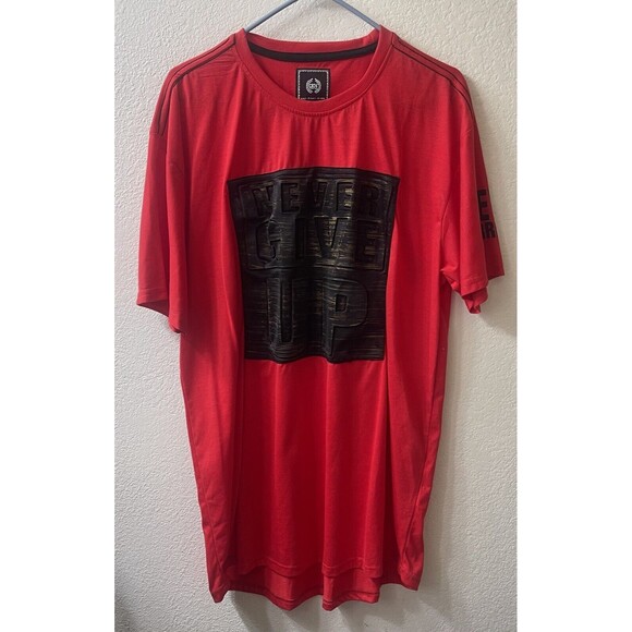 CR-24 Red & Black Designer Men’s Fashion T Shirt “NEVER GIVE UP” Size 3XL EUC - Picture 1 of 10